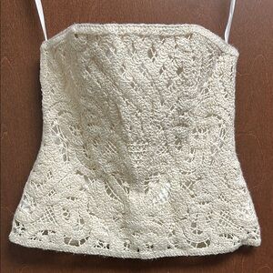 White House Black Market Cream crochet bustier